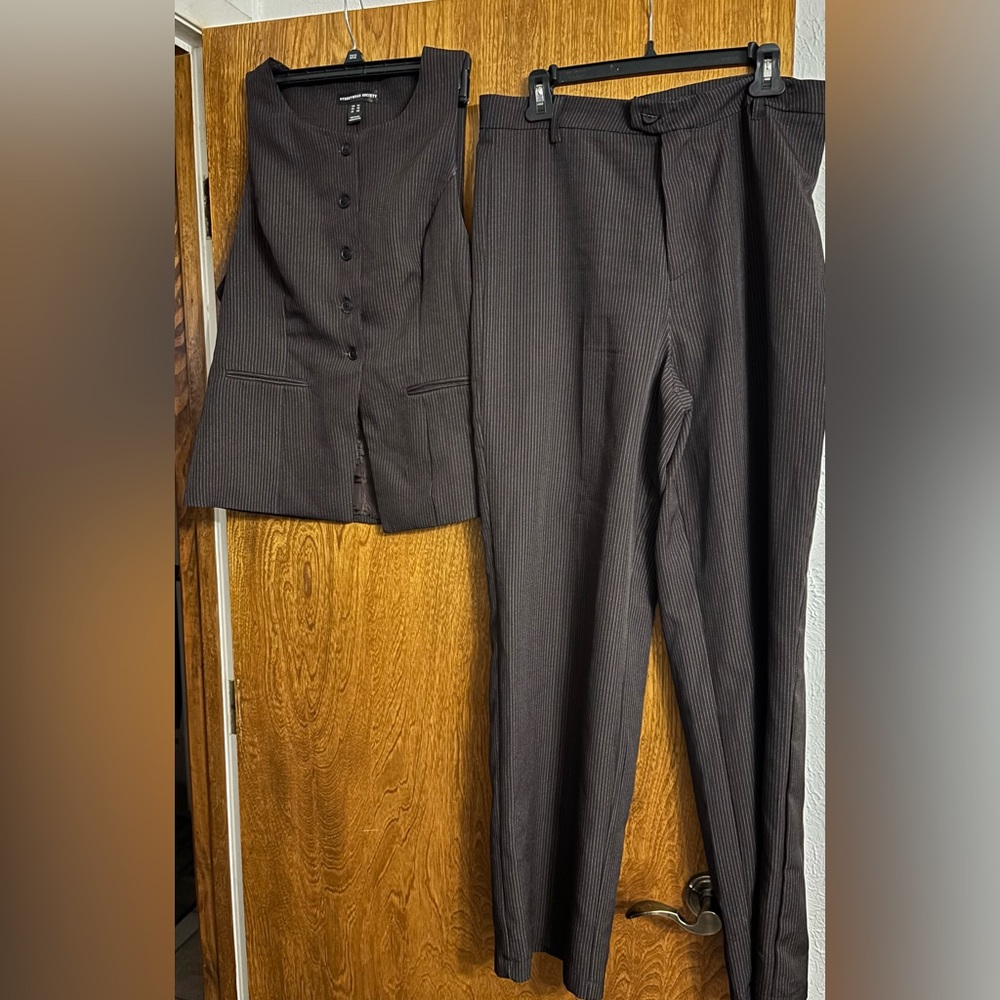 Streetwear Society Brown Pinstripe Pantsuit